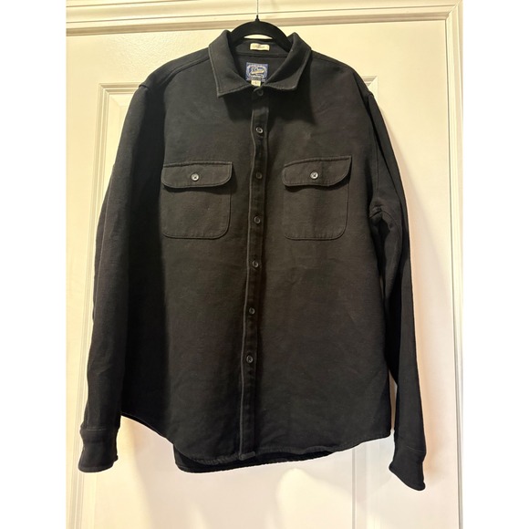J.Crew Mens Black Cotton Knit Shirt Jacket Sportsmans Outfitter Shacket Large